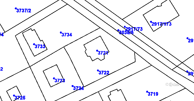 Parcela st. 3721 v KÚ Černošice, Katastrální mapa