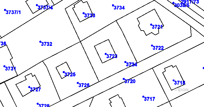Parcela st. 3723 v KÚ Černošice, Katastrální mapa