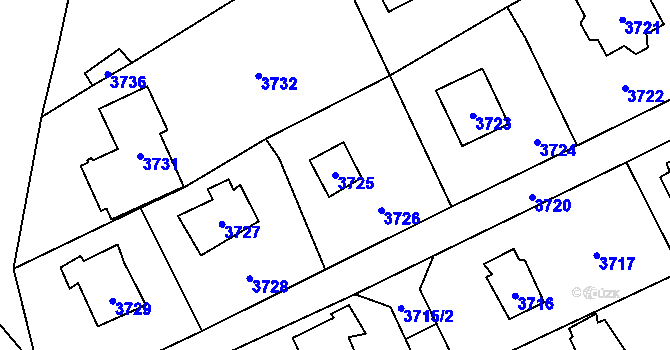 Parcela st. 3725 v KÚ Černošice, Katastrální mapa