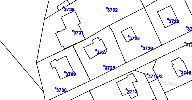 Parcela st. 3727 v KÚ Černošice, Katastrální mapa