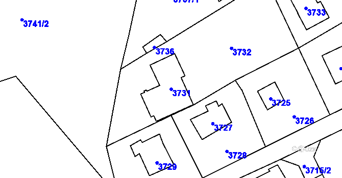 Parcela st. 3731 v KÚ Černošice, Katastrální mapa