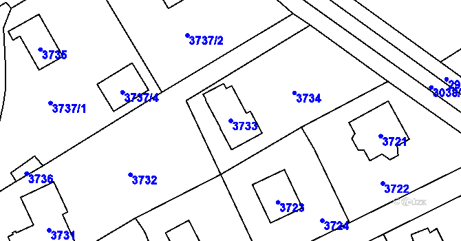 Parcela st. 3733 v KÚ Černošice, Katastrální mapa