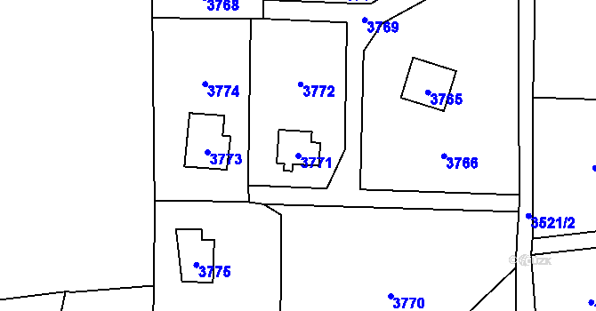 Parcela st. 3771 v KÚ Černošice, Katastrální mapa