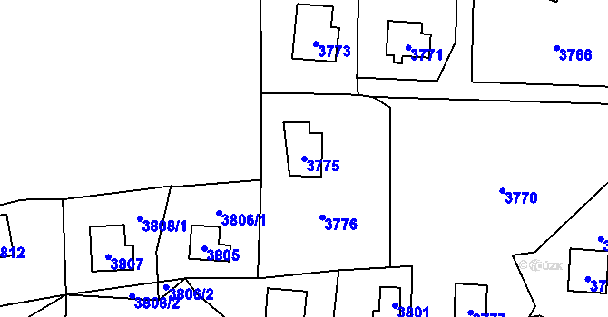 Parcela st. 3775 v KÚ Černošice, Katastrální mapa
