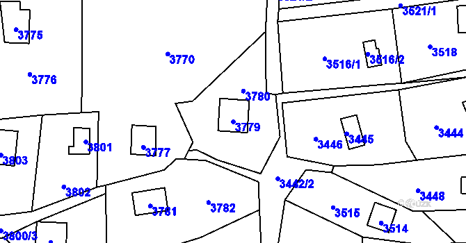 Parcela st. 3779 v KÚ Černošice, Katastrální mapa