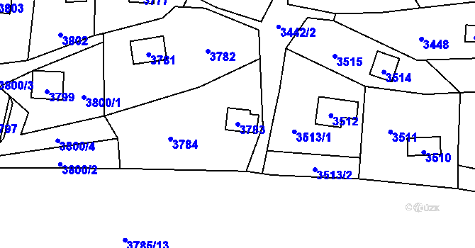 Parcela st. 3783 v KÚ Černošice, Katastrální mapa