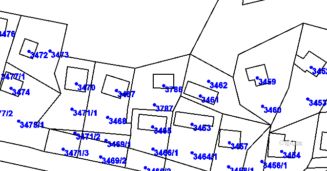 Parcela st. 3786 v KÚ Černošice, Katastrální mapa