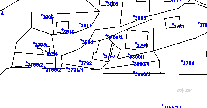 Parcela st. 3797 v KÚ Černošice, Katastrální mapa