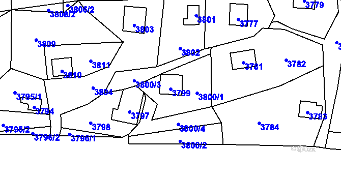Parcela st. 3799 v KÚ Černošice, Katastrální mapa