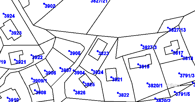 Parcela st. 3823 v KÚ Černošice, Katastrální mapa