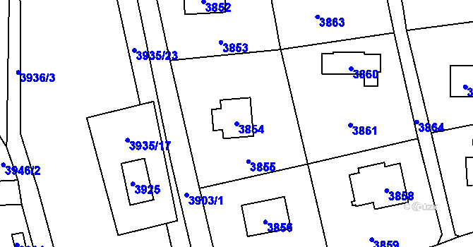 Parcela st. 3854 v KÚ Černošice, Katastrální mapa