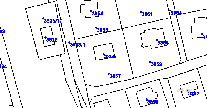 Parcela st. 3856 v KÚ Černošice, Katastrální mapa