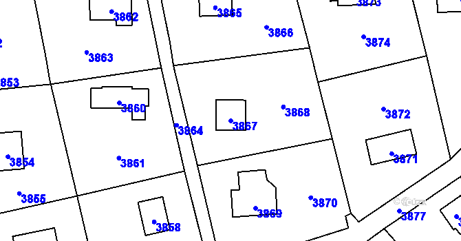 Parcela st. 3867 v KÚ Černošice, Katastrální mapa
