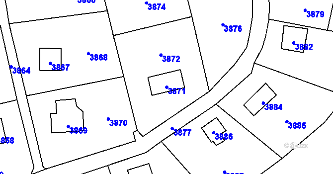 Parcela st. 3871 v KÚ Černošice, Katastrální mapa