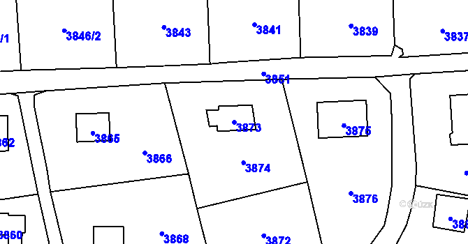 Parcela st. 3873 v KÚ Černošice, Katastrální mapa