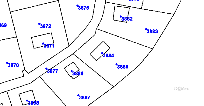 Parcela st. 3884 v KÚ Černošice, Katastrální mapa