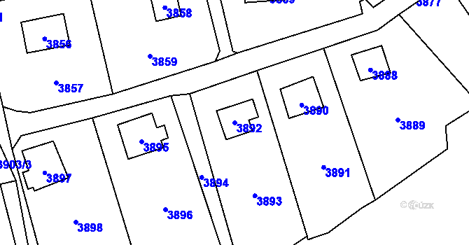 Parcela st. 3892 v KÚ Černošice, Katastrální mapa