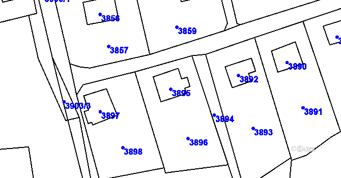 Parcela st. 3895 v KÚ Černošice, Katastrální mapa