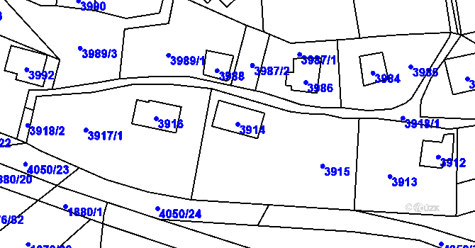 Parcela st. 3914 v KÚ Černošice, Katastrální mapa