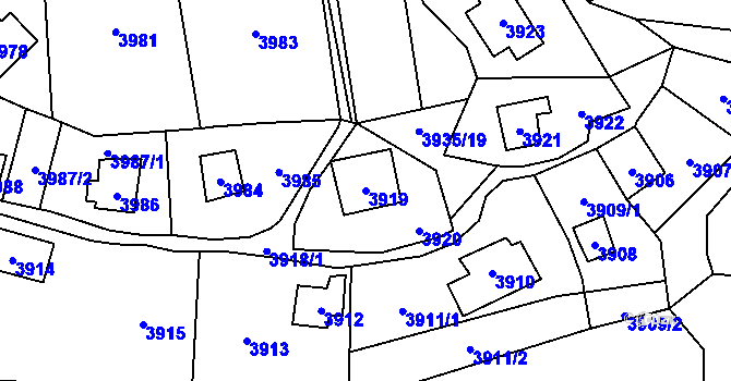 Parcela st. 3919 v KÚ Černošice, Katastrální mapa