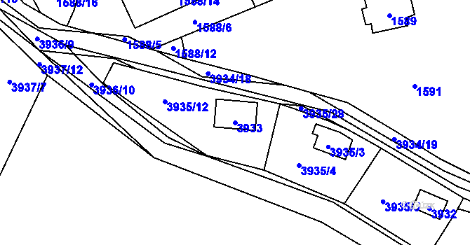 Parcela st. 3933 v KÚ Černošice, Katastrální mapa