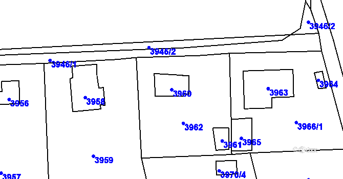Parcela st. 3960 v KÚ Černošice, Katastrální mapa