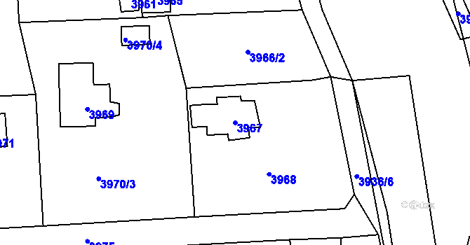 Parcela st. 3967 v KÚ Černošice, Katastrální mapa