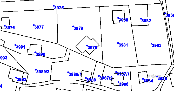 Parcela st. 3978 v KÚ Černošice, Katastrální mapa