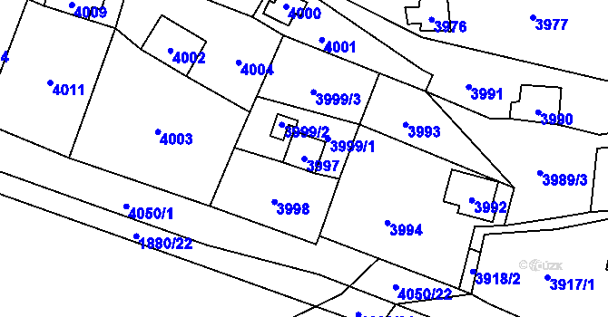Parcela st. 3997 v KÚ Černošice, Katastrální mapa