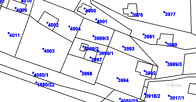 Parcela st. 3999/1 v KÚ Černošice, Katastrální mapa