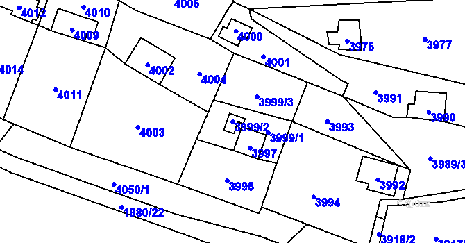 Parcela st. 3999/2 v KÚ Černošice, Katastrální mapa