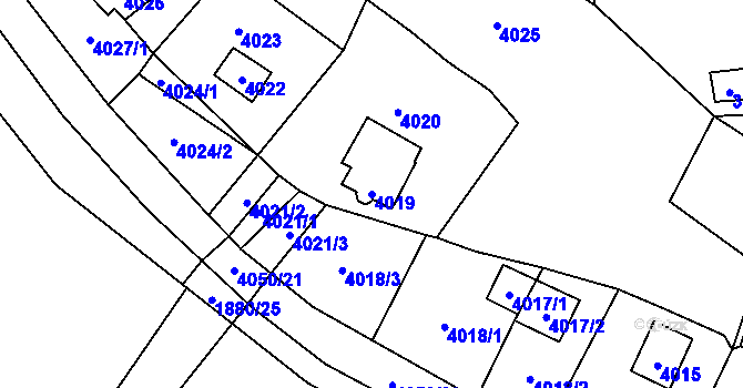 Parcela st. 4019 v KÚ Černošice, Katastrální mapa