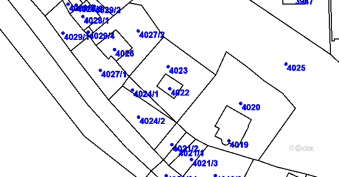 Parcela st. 4022 v KÚ Černošice, Katastrální mapa