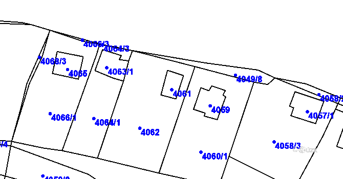 Parcela st. 4061 v KÚ Černošice, Katastrální mapa