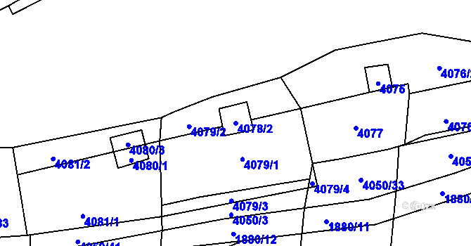 Parcela st. 4078/2 v KÚ Černošice, Katastrální mapa