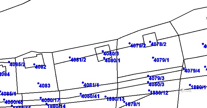 Parcela st. 4080/1 v KÚ Černošice, Katastrální mapa
