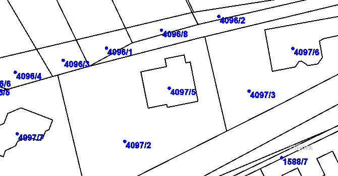 Parcela st. 4097/5 v KÚ Černošice, Katastrální mapa