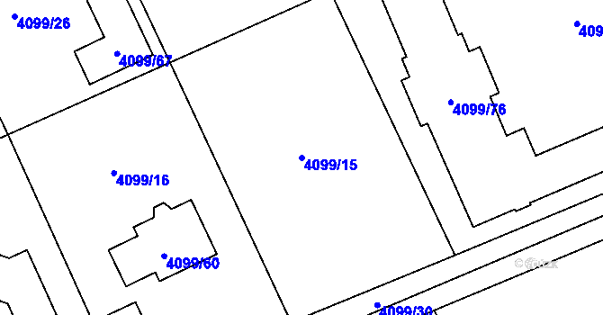 Parcela st. 4099/15 v KÚ Černošice, Katastrální mapa