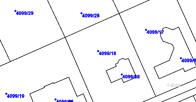 Parcela st. 4099/18 v KÚ Černošice, Katastrální mapa