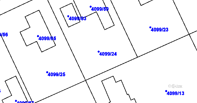 Parcela st. 4099/24 v KÚ Černošice, Katastrální mapa