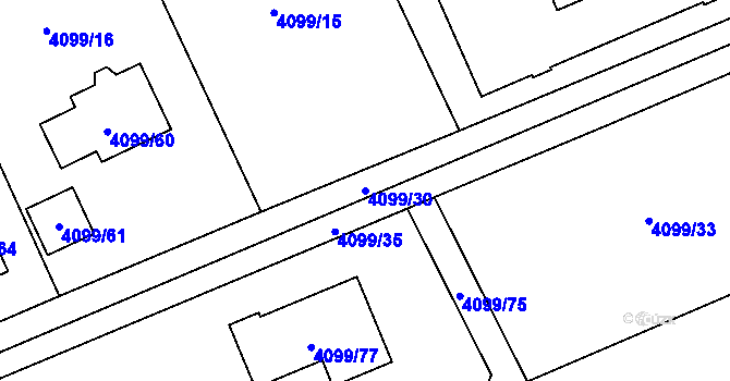 Parcela st. 4099/30 v KÚ Černošice, Katastrální mapa