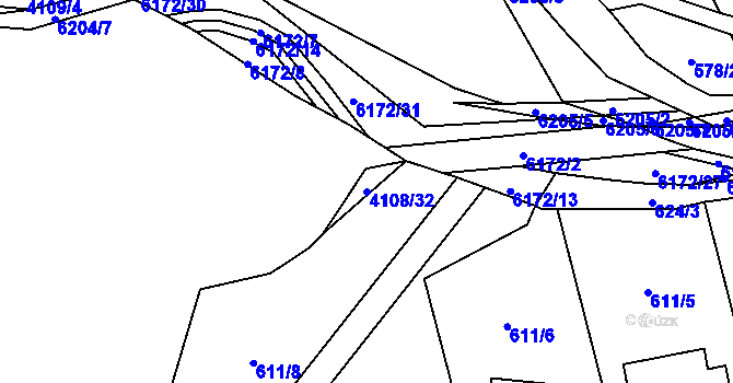 Parcela st. 4108/32 v KÚ Černošice, Katastrální mapa