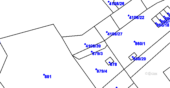 Parcela st. 4108/39 v KÚ Černošice, Katastrální mapa