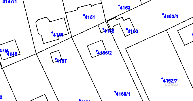 Parcela st. 4166/2 v KÚ Černošice, Katastrální mapa