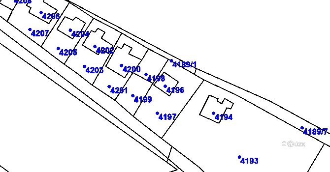 Parcela st. 4196 v KÚ Černošice, Katastrální mapa
