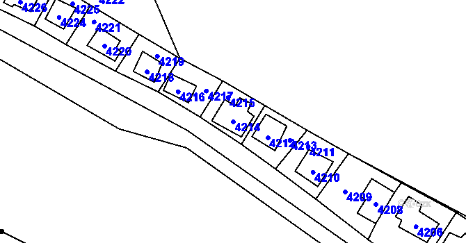 Parcela st. 4214 v KÚ Černošice, Katastrální mapa