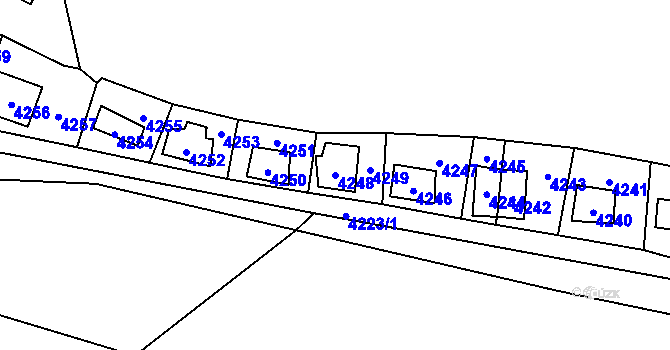 Parcela st. 4248 v KÚ Černošice, Katastrální mapa