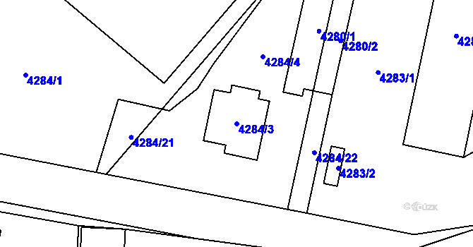 Parcela st. 4284/3 v KÚ Černošice, Katastrální mapa