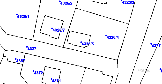 Parcela st. 4326/5 v KÚ Černošice, Katastrální mapa