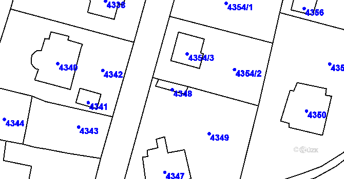 Parcela st. 4348 v KÚ Černošice, Katastrální mapa